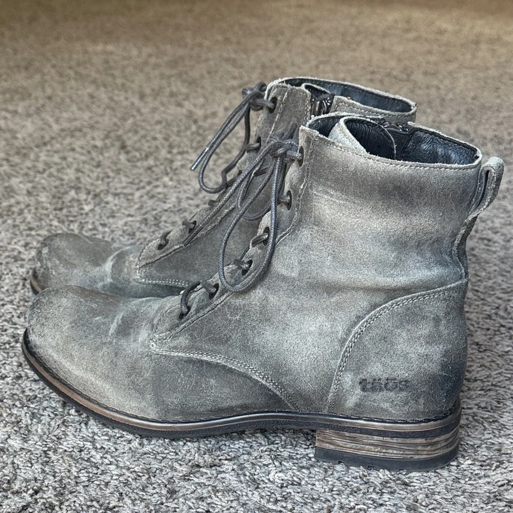 Taos distressed charcoal grey lace-up boots, women’s EU sz. 39/ US 8.5, perfect - Picture 1 of 11